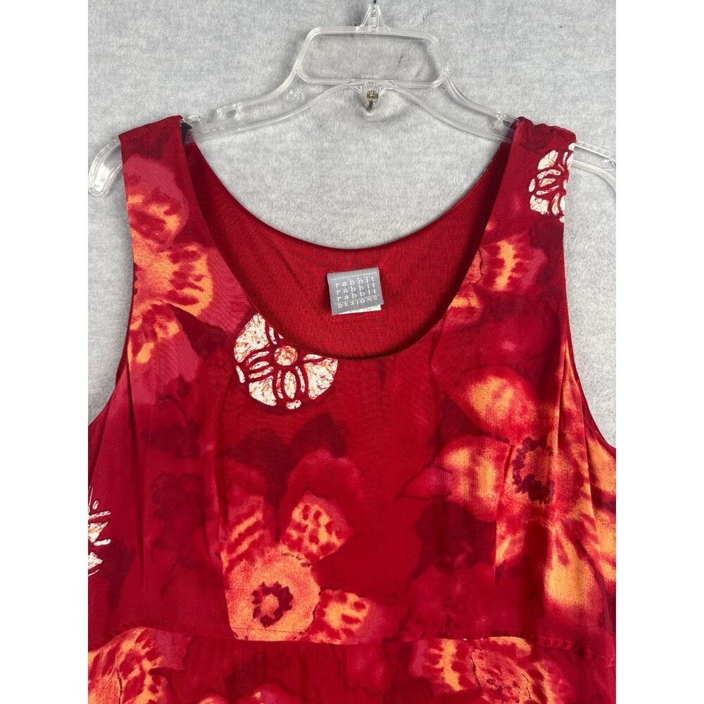 Rabbit Rabbit Rabbit Designs 12 Maxi Dress Matching Cardigan Red Floral Batik - Picture 10 of 15